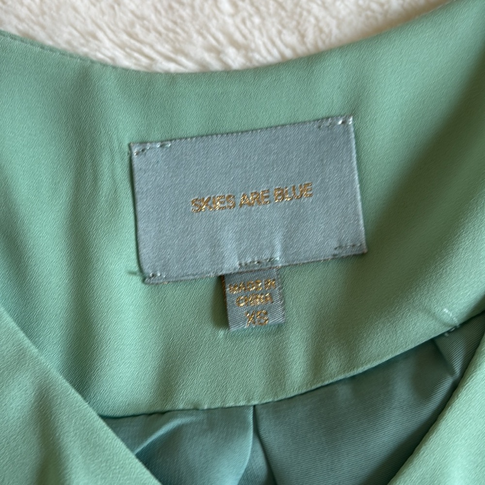 Skies Are Blue Mint Green Ruffled Tie Front 3/4 Sleeve Dress - Picture 2 of 5